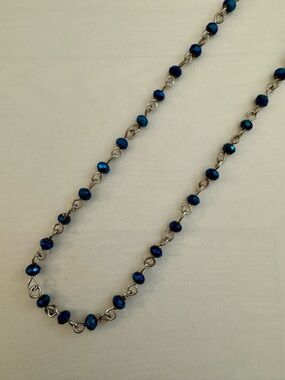 Blue Beaded Chain Necklace - Rosary style
